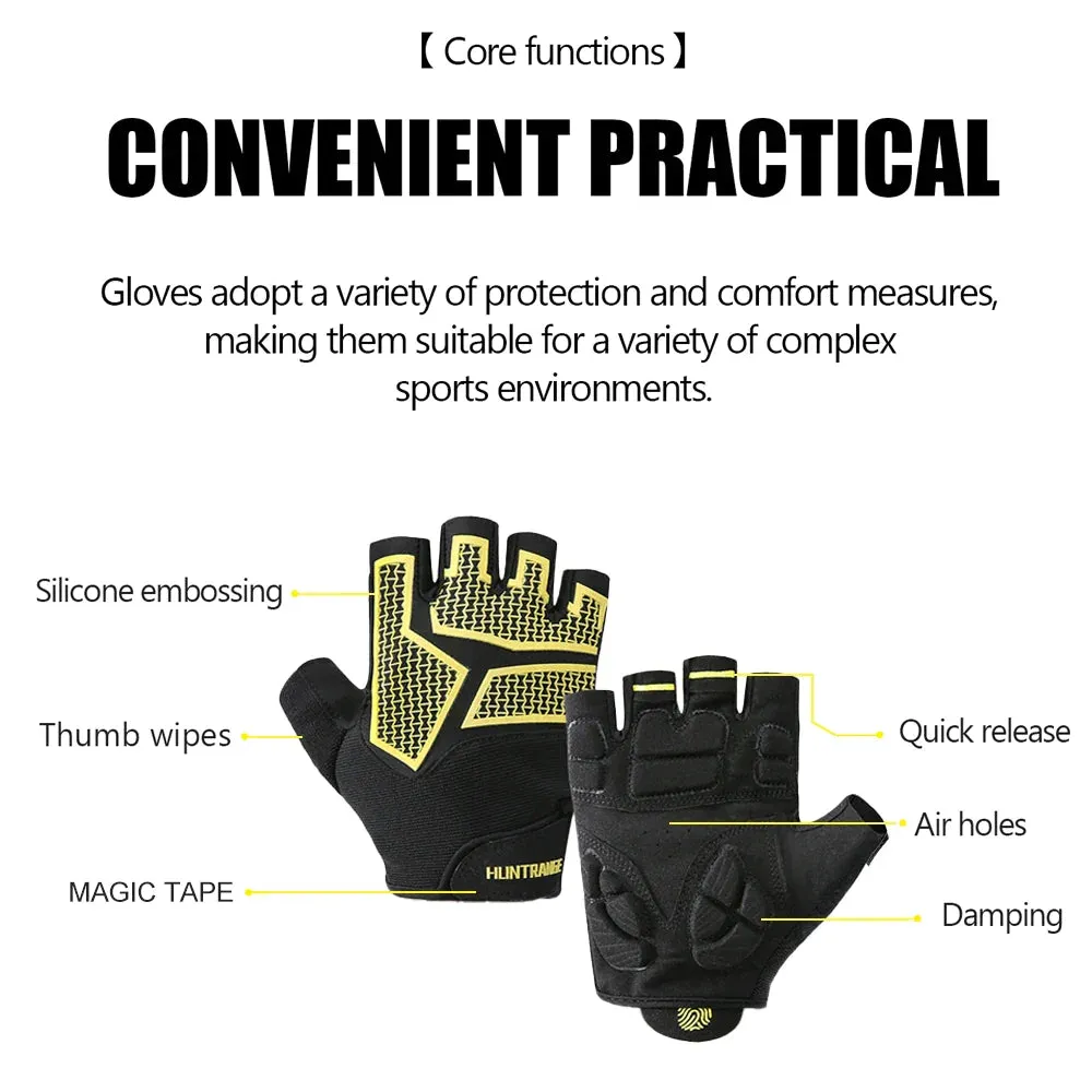 1 Pair Anti-slip Shock Absorption Half Finger Fitness Gloves for Weight Lifting