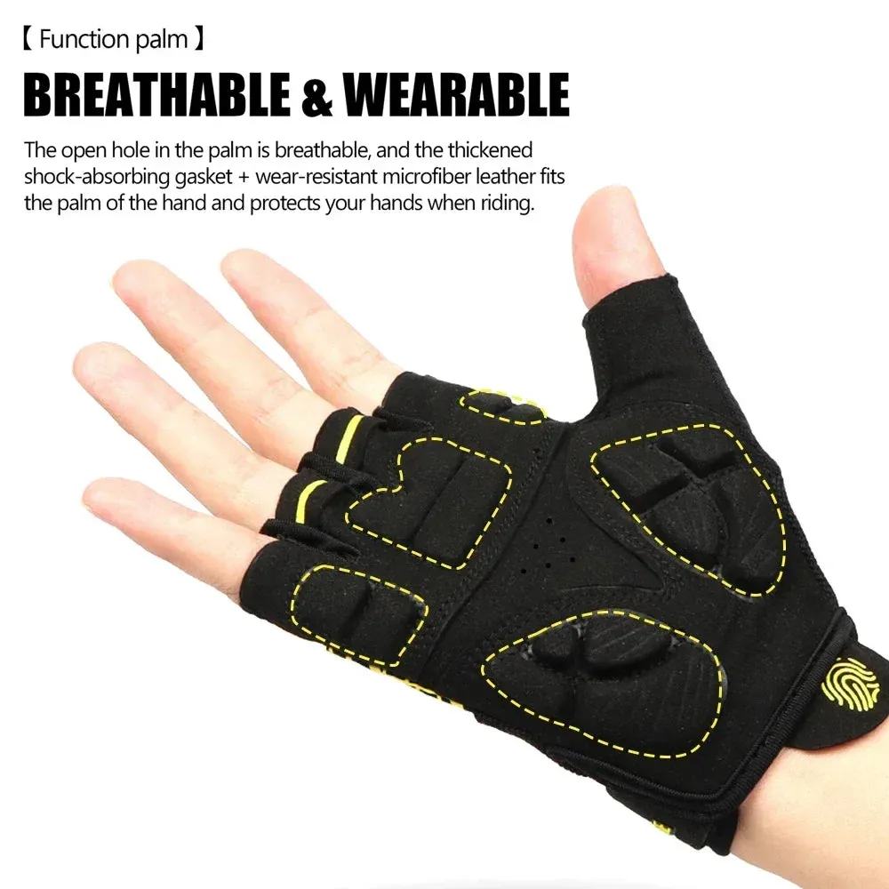 1 Pair Anti-slip Shock Absorption Half Finger Fitness Gloves for Weight Lifting