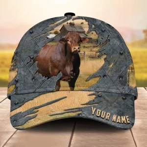3D All Over Print Beefmaster Cap Hat For Farm Lover, Custom Name Cap Hat Farm Pattern