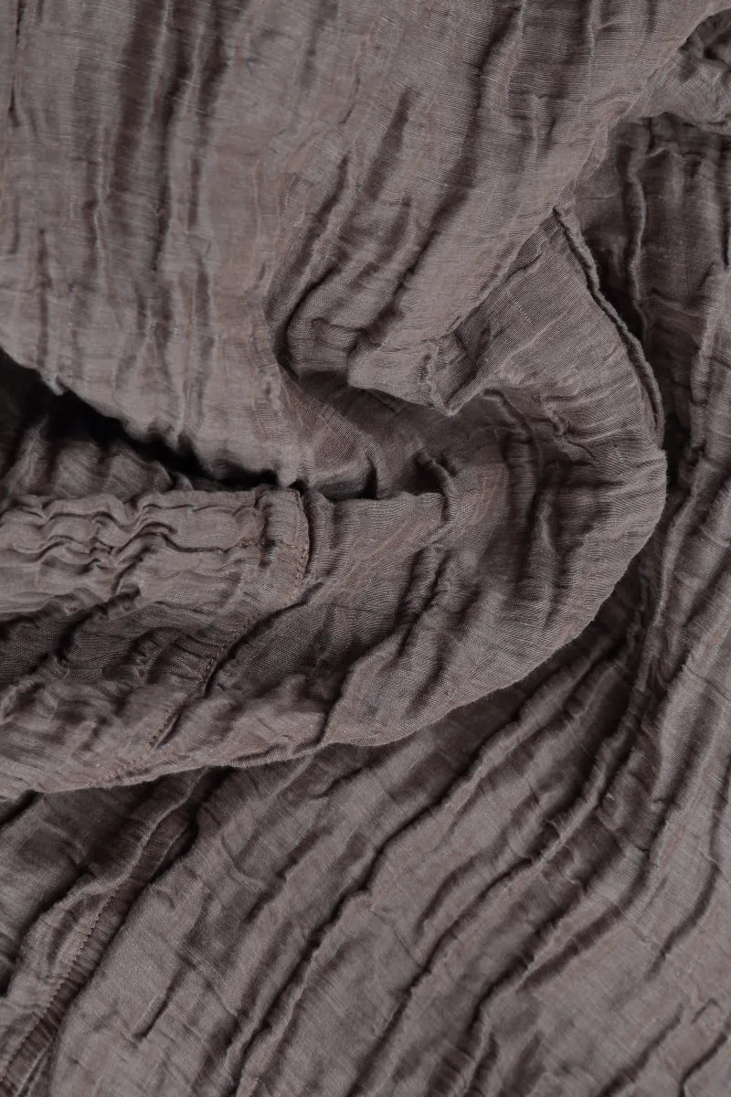 Cropped Taper Truffle Silk Linen Trousers