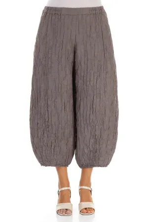 Cropped Taper Truffle Silk Linen Trousers
