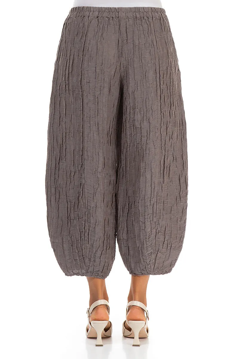 Cropped Taper Truffle Silk Linen Trousers