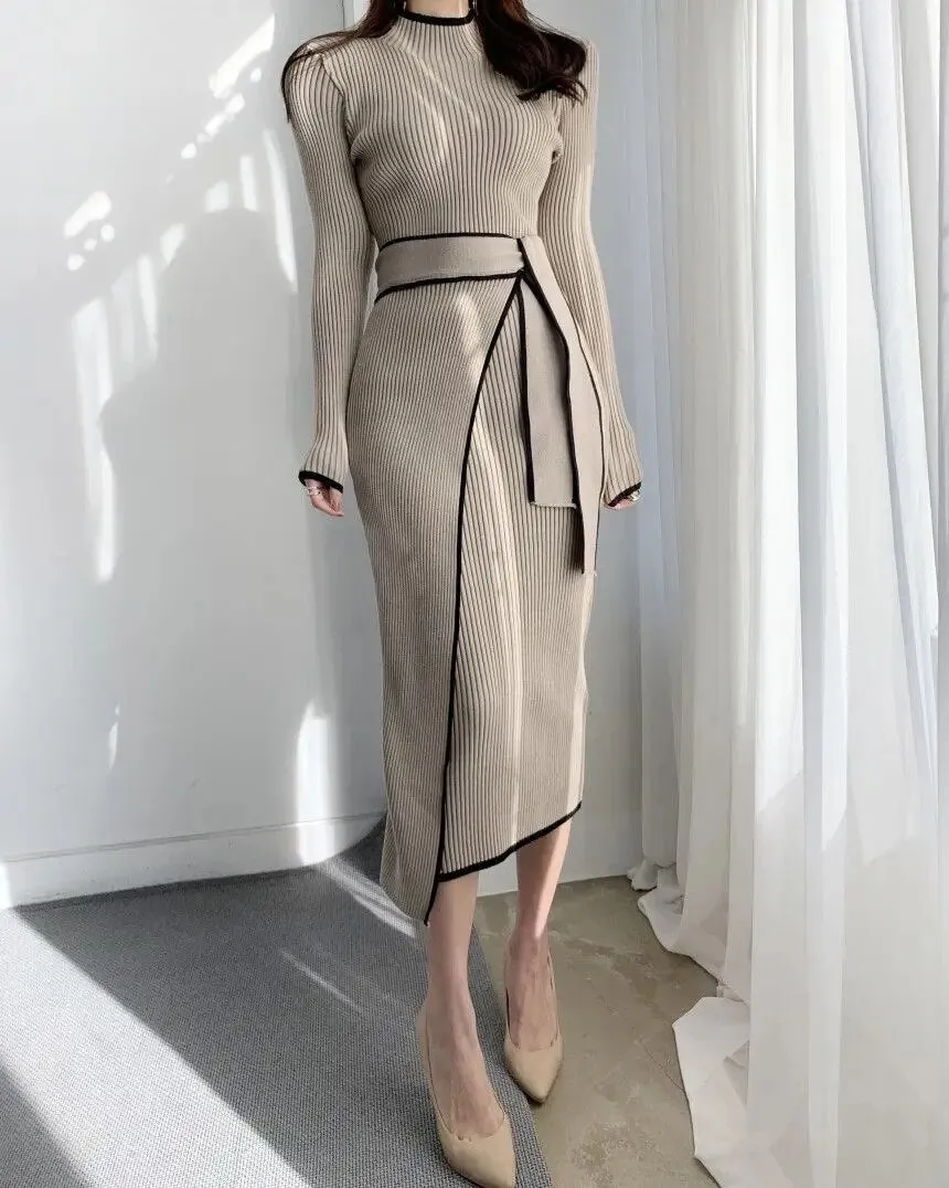 Crystal Knitted Dress with Coordinated belt