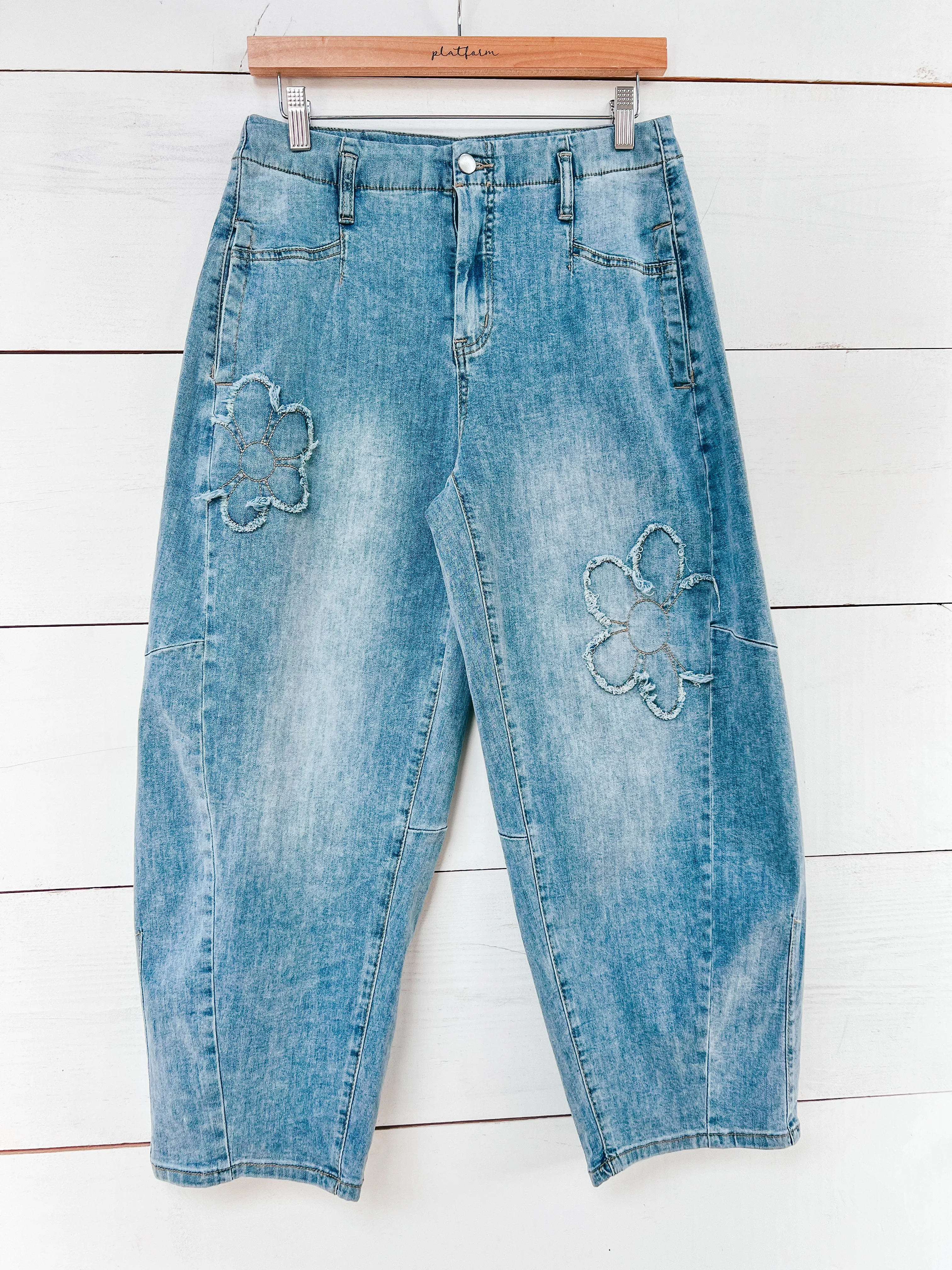 Flower Stitched Jeans
