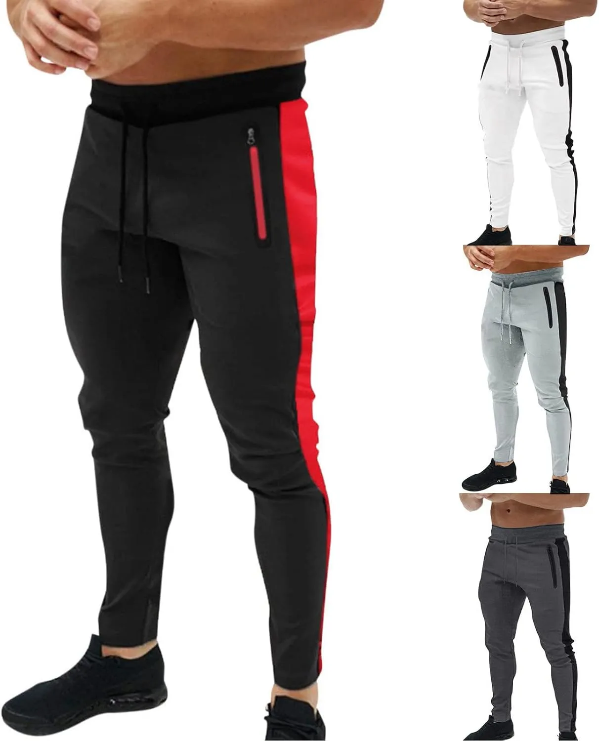 Mens Sweatpants Joggers Pants Man Elastic Waist Cargo Pants Open Bottom Drawstring Baggy Joggers Men's Tactical Cargo