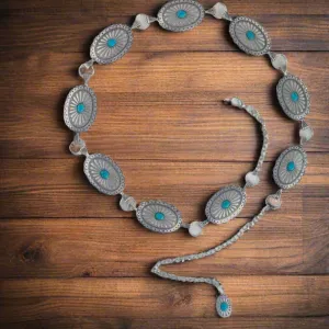 Mixed metal Concho Chain Belt with turquoise stone Concho AZD2BT