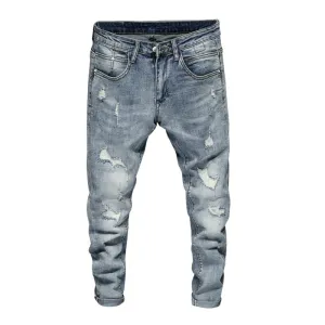 West Louis Men Skinny High Street Style Ripped Jeans