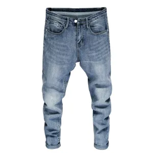 West Louis Men Skinny Stretch Light Blue Streetwear Denim Jeans
